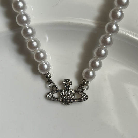 Silver Orb Pearl Choker