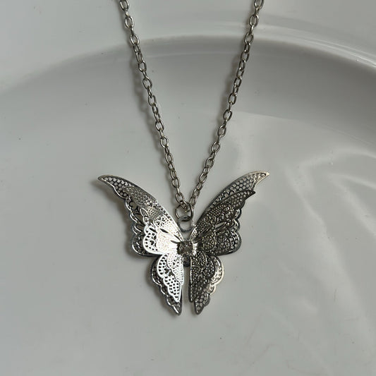 Silver Filigree Butterfly Necklace