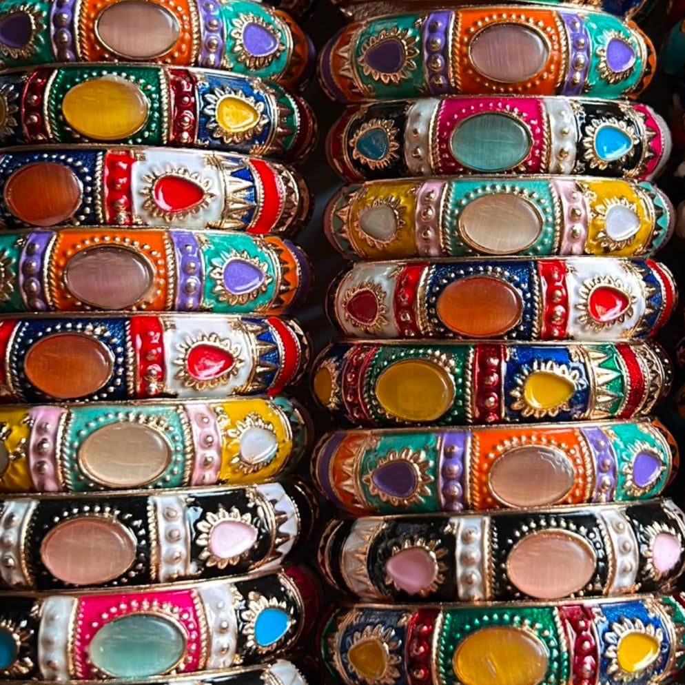 Large Hand-Painted Enamel Bangles