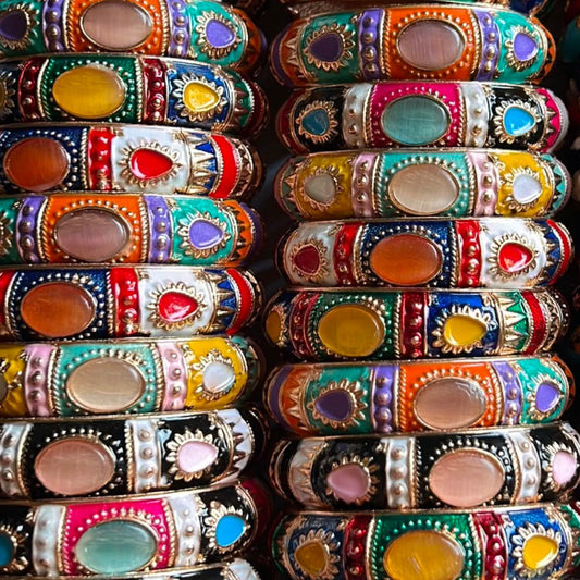Large Hand-Painted Enamel Bangles